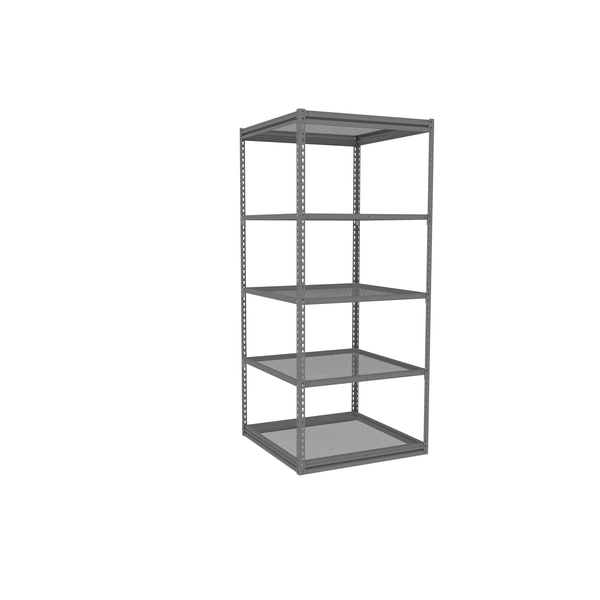 Tennsco Z-Line Shelving W/Five Perf. Shlvs, Boltless, 36"Wx36"Dx84"H, Starter, Gry ZM7-3636S-5PD-MGY